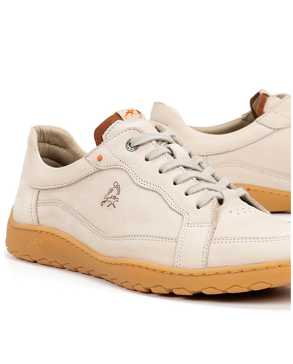 Sapatilhas em Pele com Sola Extra Flexível Branco Osso-7
