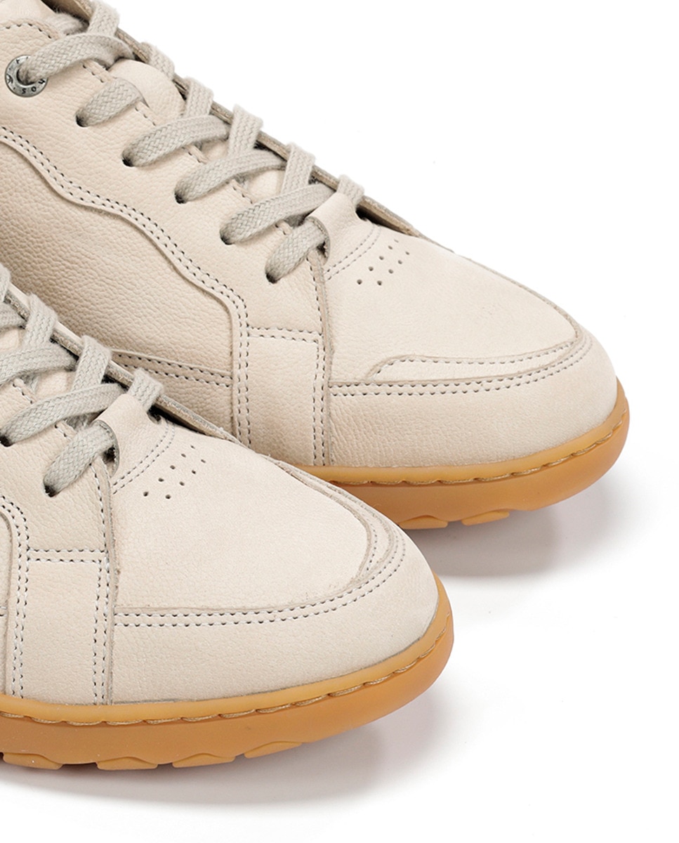 Sapatilhas em Pele com Sola Extra Flexível Branco Osso-6