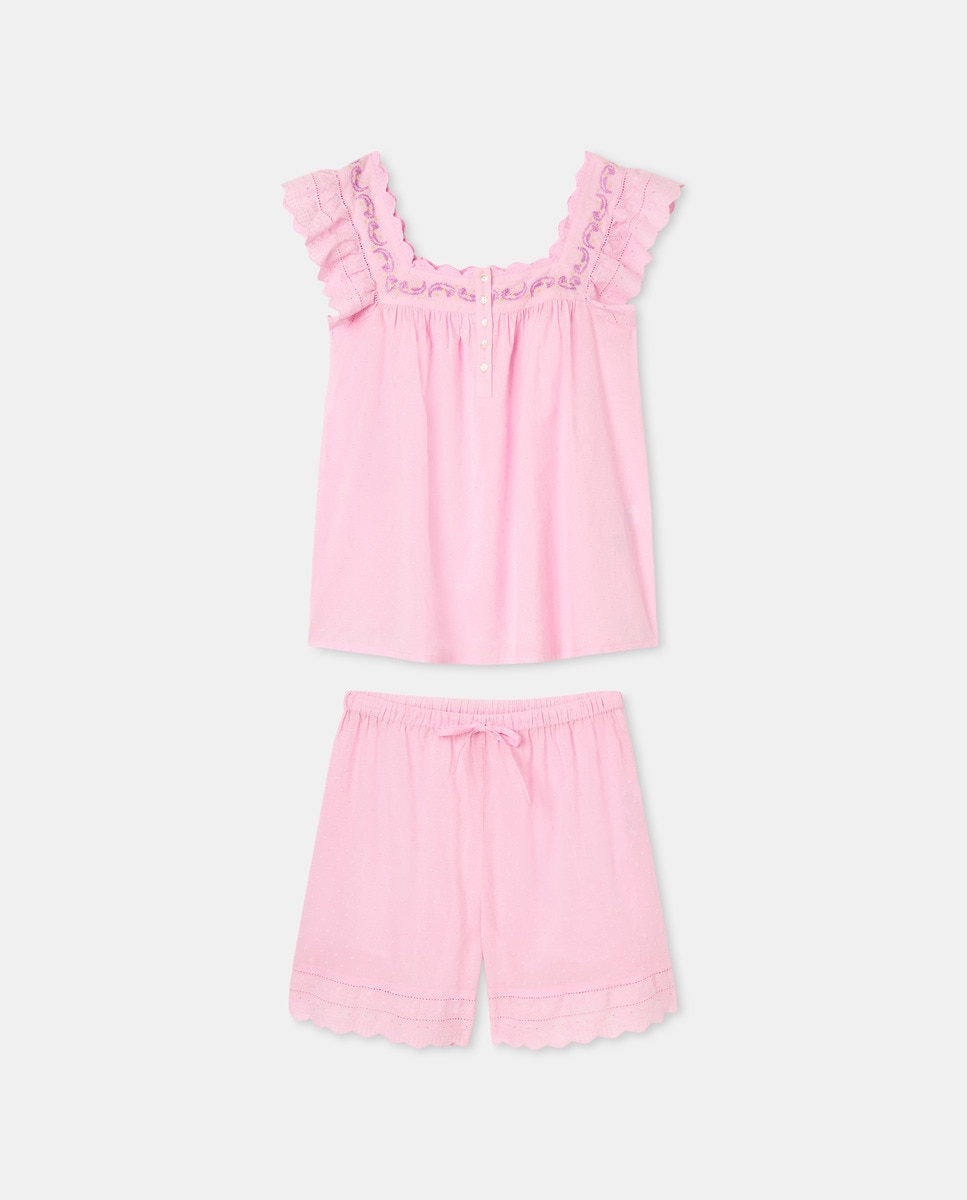 Pijama sem Mangas e com Calções 200 Rosa-3