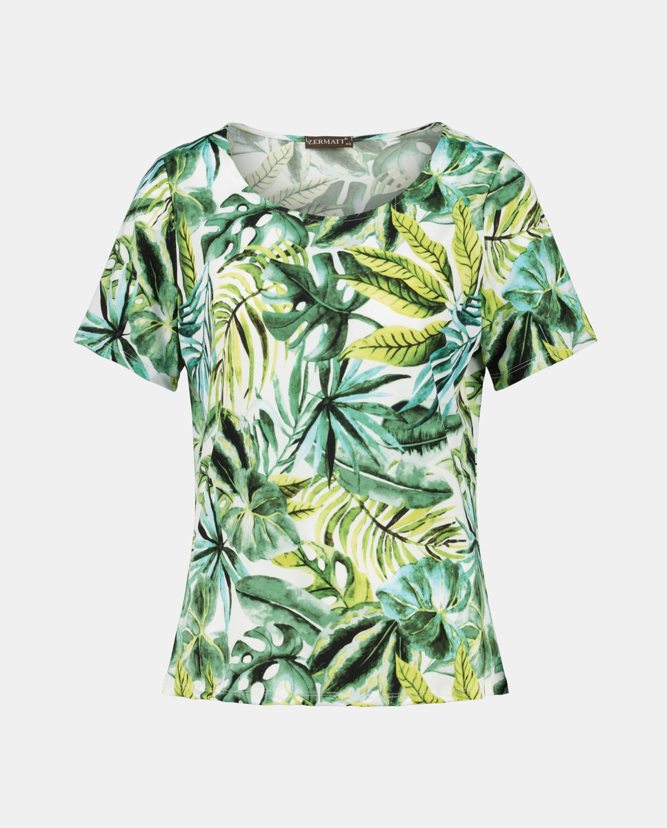 T-shirt estampada de mulher com manga curta Verde-4