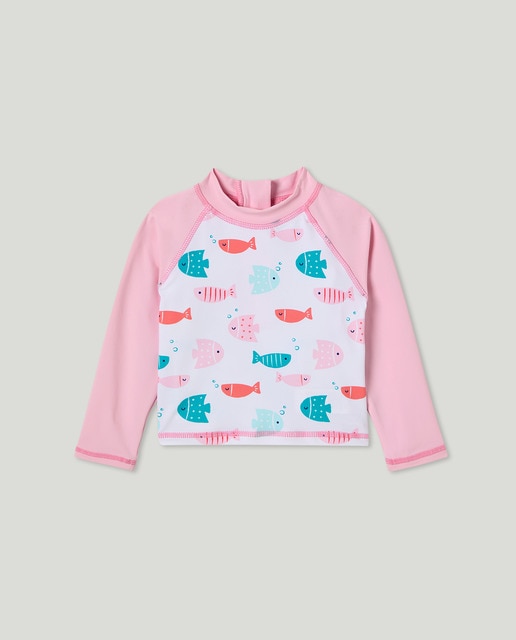 Imagen 0 de Camiseta UPF50 de bebé niña con all over print pececitos