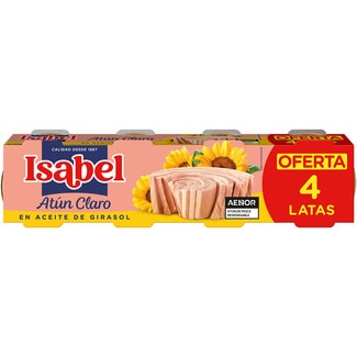 atún claro en aceite de girasol pack 4 latas 52 g neto escurrido - Isabel