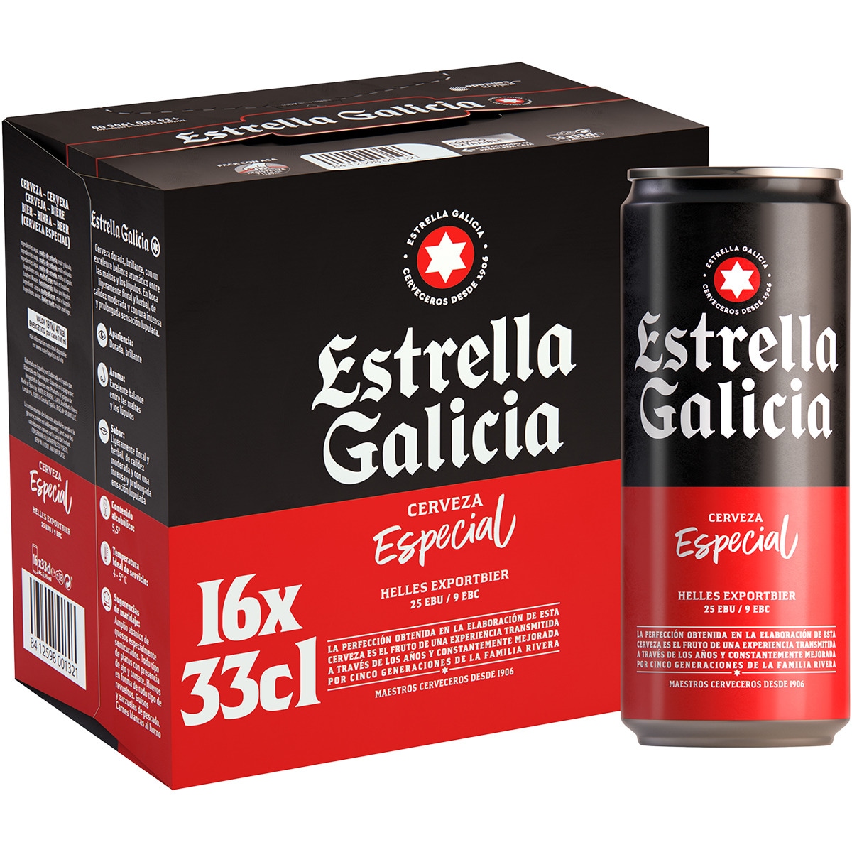 cerveza rubia especial pack 16 latas 33 cl