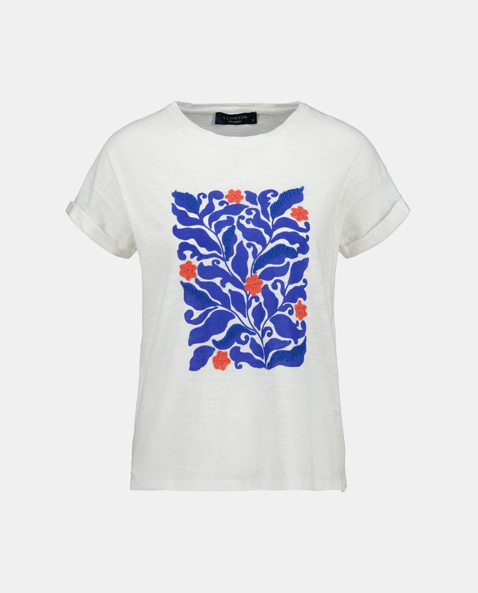T-shirt de mulher com manga curta e decote redondo Branco-marfim-4