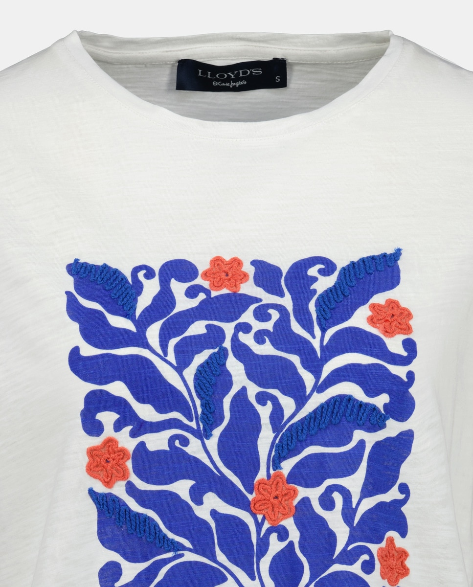 T-shirt de mulher com manga curta e decote redondo Branco-marfim-5