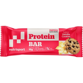 barrita proteica sabor vainilla y cookies sin gluten envase 44 g - Nutrisport