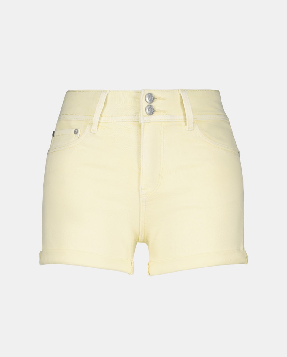 Calções Confort com Dobra Amarelo-4