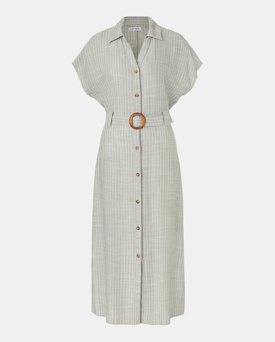 Vestido Comprido Tipo Camiseiro 520 Caqui-4