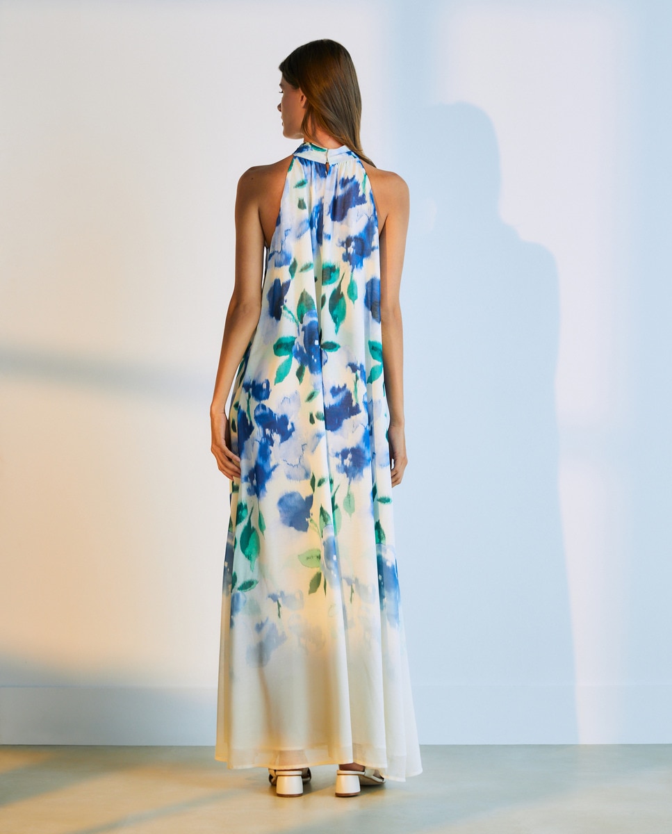 Vestido comprido sem mangas Azul-6