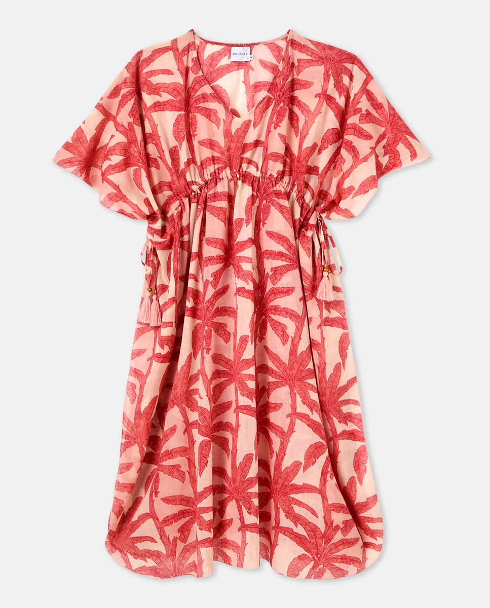 Kaftan de Algodão Rosa-1