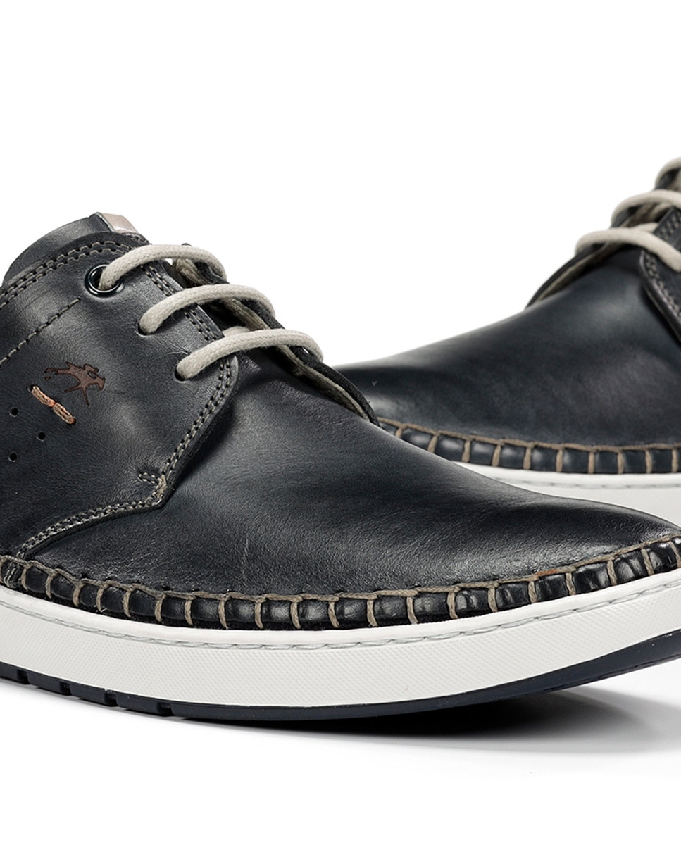 Sapatos em Pele com Atacadores Azul-marinho-7