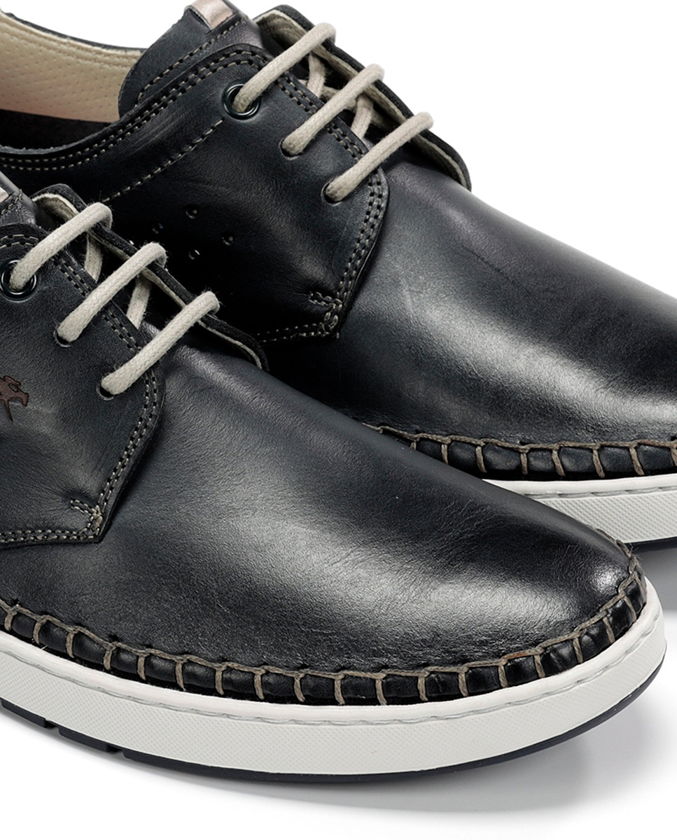 Sapatos em Pele com Atacadores Azul-marinho-6