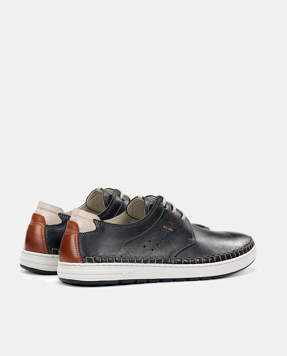 Sapatos em Pele com Atacadores Azul-marinho-3