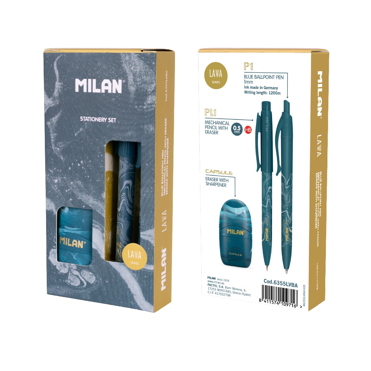 Caja regalo MILAN serie Lava, azul Azul / Dorado-2