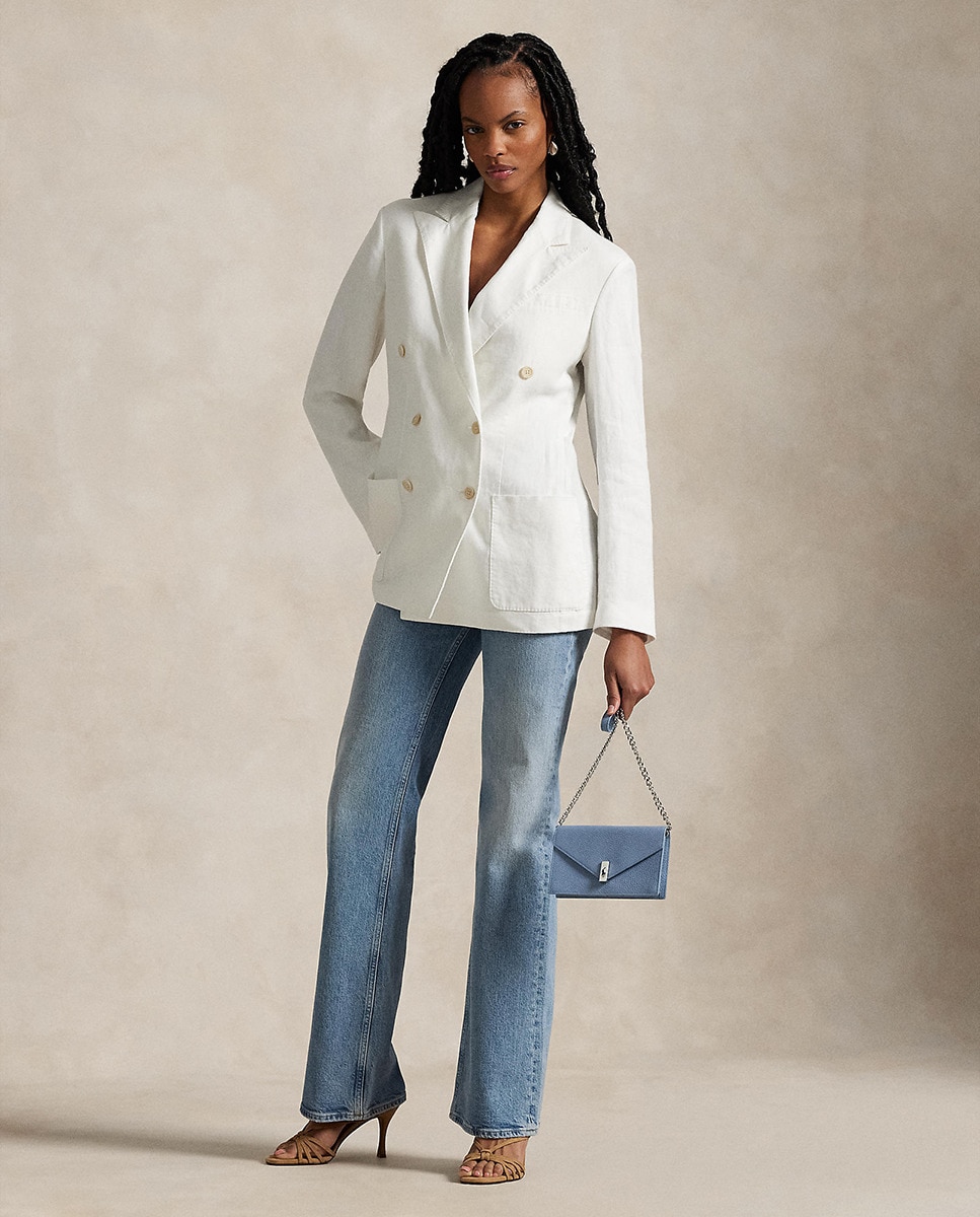 Blazer de Linho com Abotoadura Dupla Branco-6
