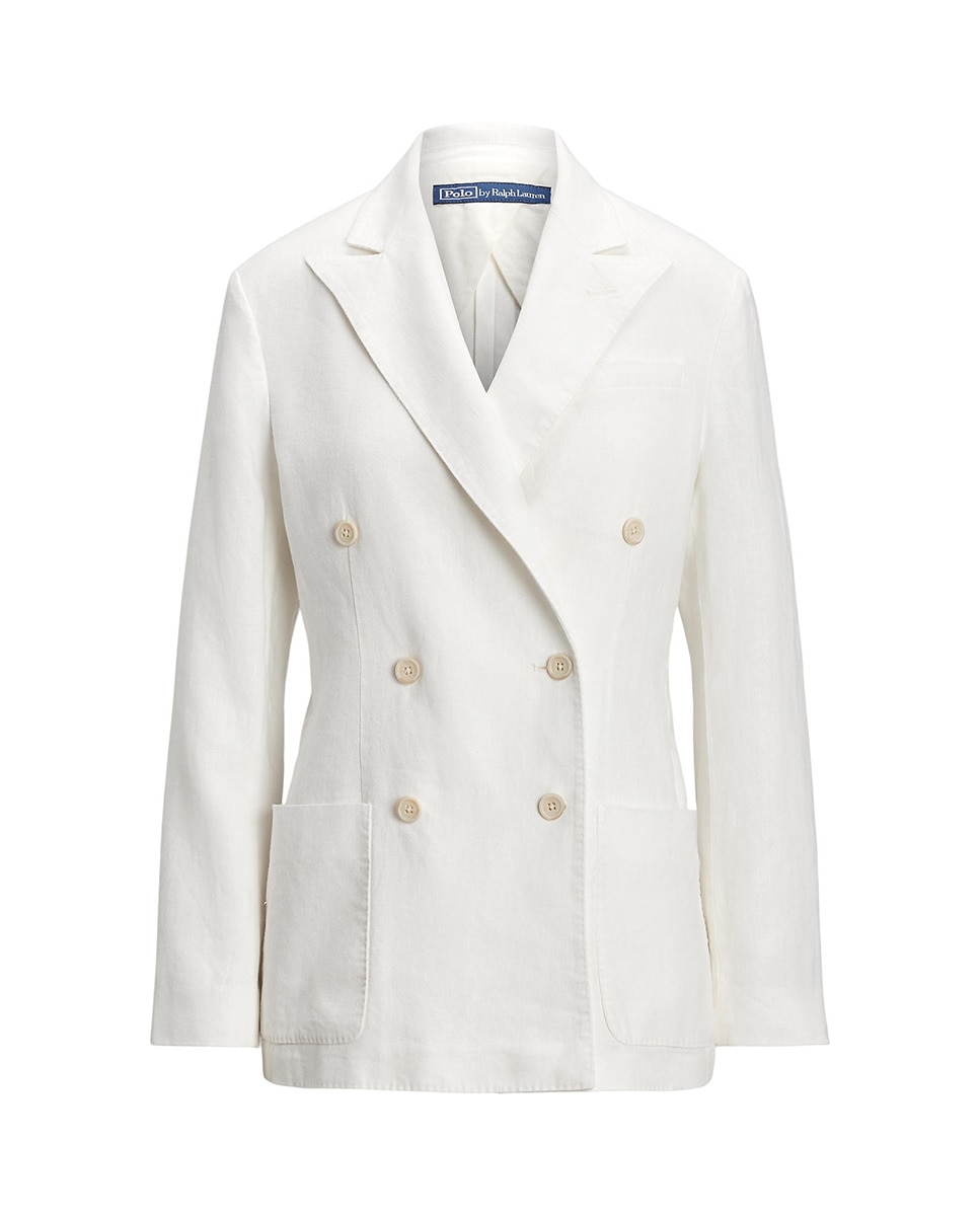 Blazer de Linho com Abotoadura Dupla Branco-5