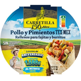 relleno para fajitas y burritos de pollo y pimientos sin gluten bol 300 g - Carretilla
