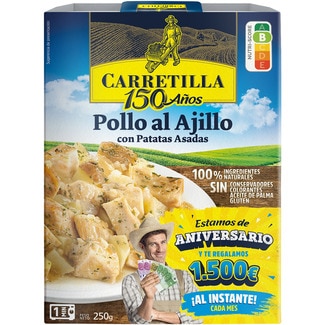 pollo al ajillo con patatas asadas sin gluten envase 250 g - Carretilla