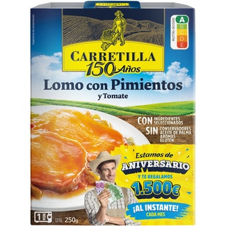 lomo con pimientos y tomate sin gluten envase 250 g - Carretilla