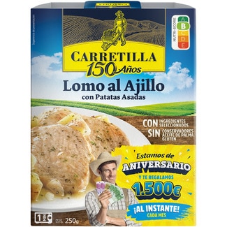 lomo al ajillo con patatas asadas sin gluten envase 250 g - Carretilla