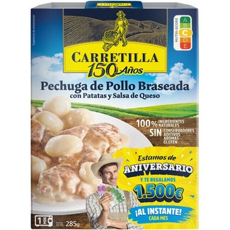 pechuga de pollo braseada con patatas y salsa de queso sin gluten envase 300 g neto escurrido - Carretilla