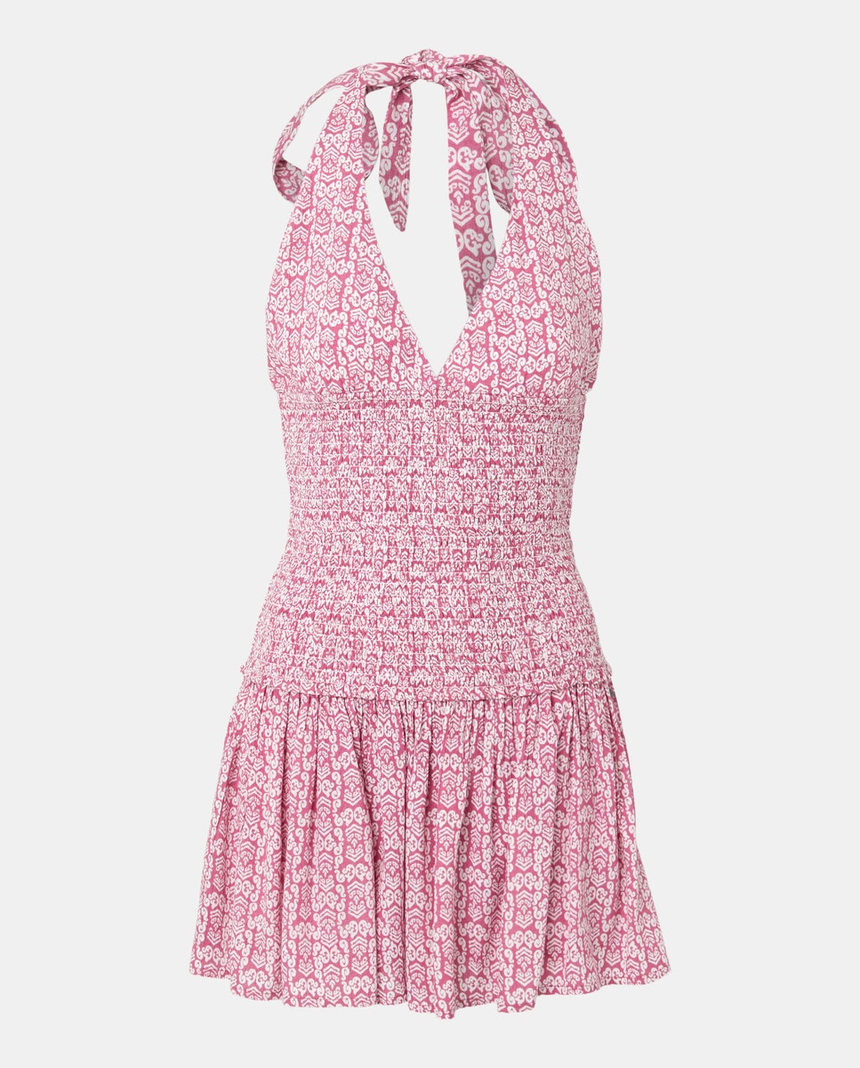 Vestido Halter Cruzado com Elásticos 282 Malva-4