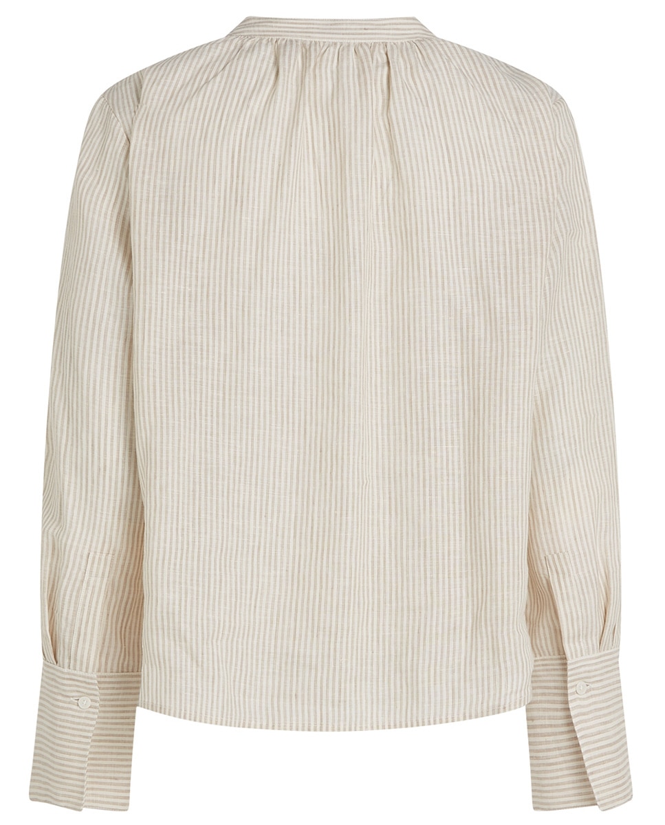 Blusa de Manga Comprida de Linho Camel-5