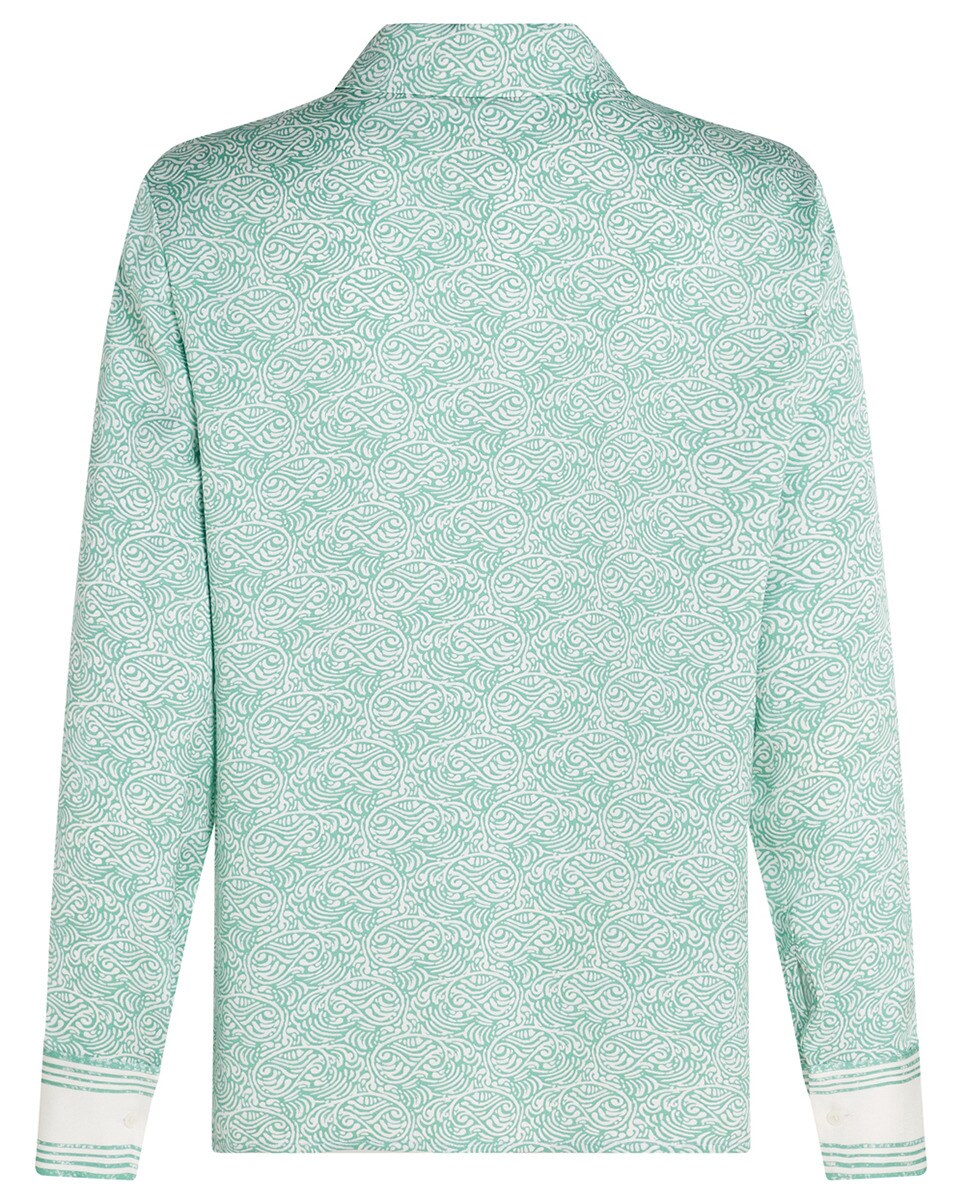 Camisa Acetinada com Manga Comprida Verde-claro-5