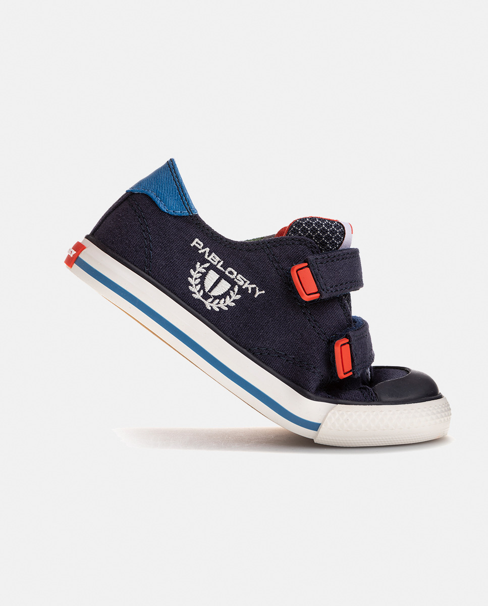Sapatilhas de Lona com Fecho Aderente Azul-5