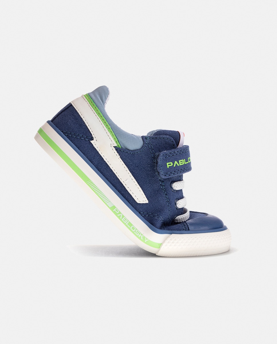 Sapatilhas de Lona com Fecho Aderente Azul-5