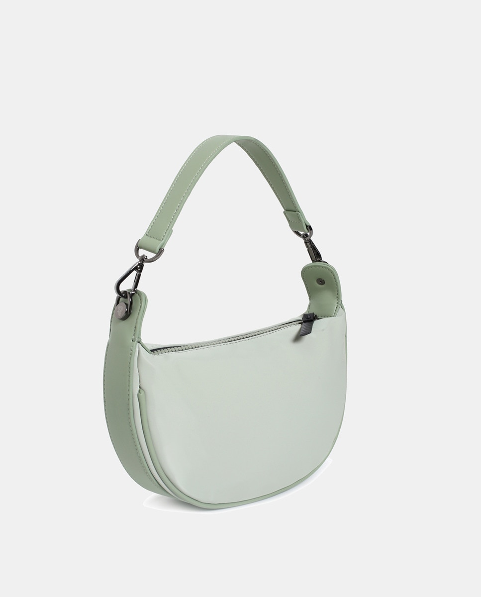 Mala Hobo Mini em Tecido Técnico Verde Água-2