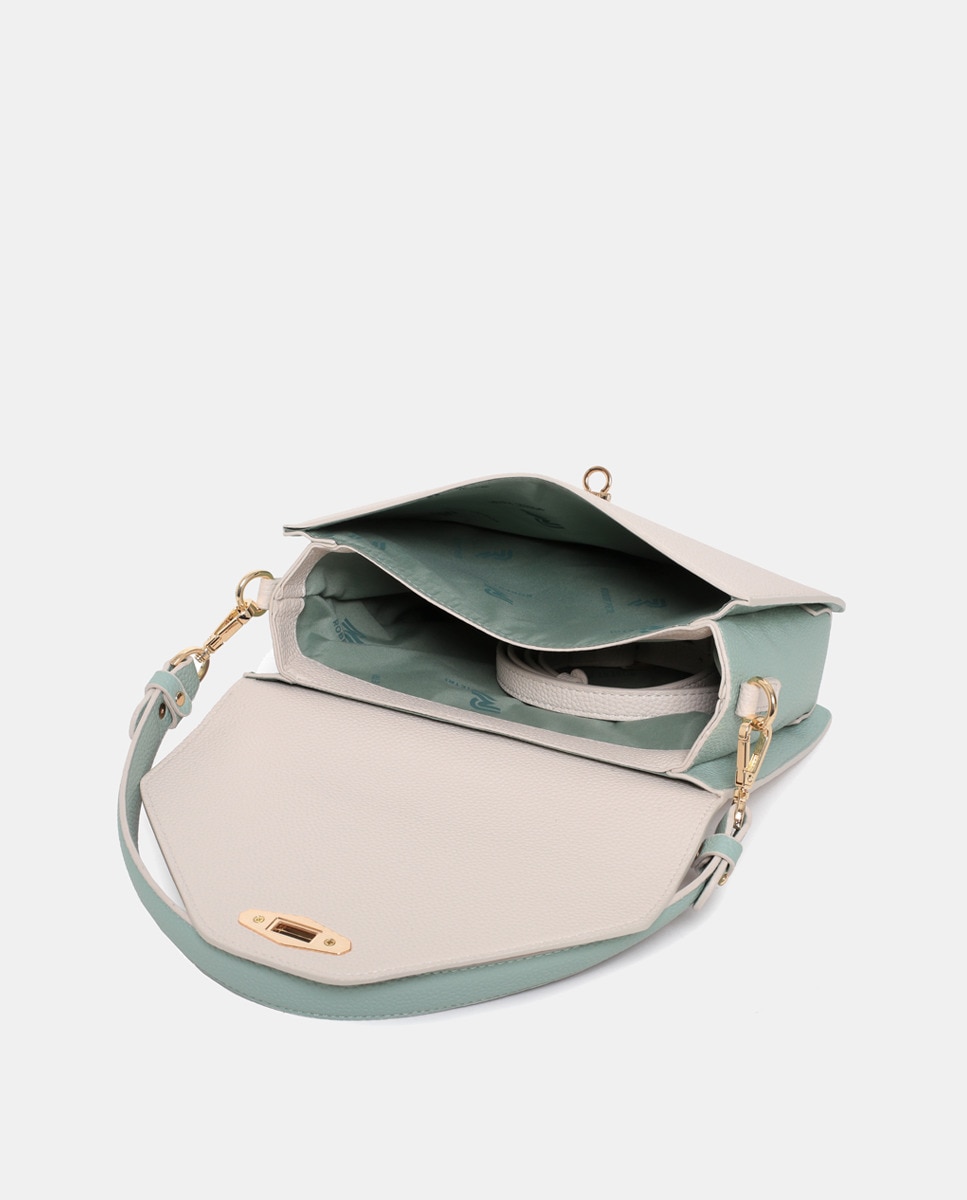Mala Crossbody em PU Gravado Bege-3