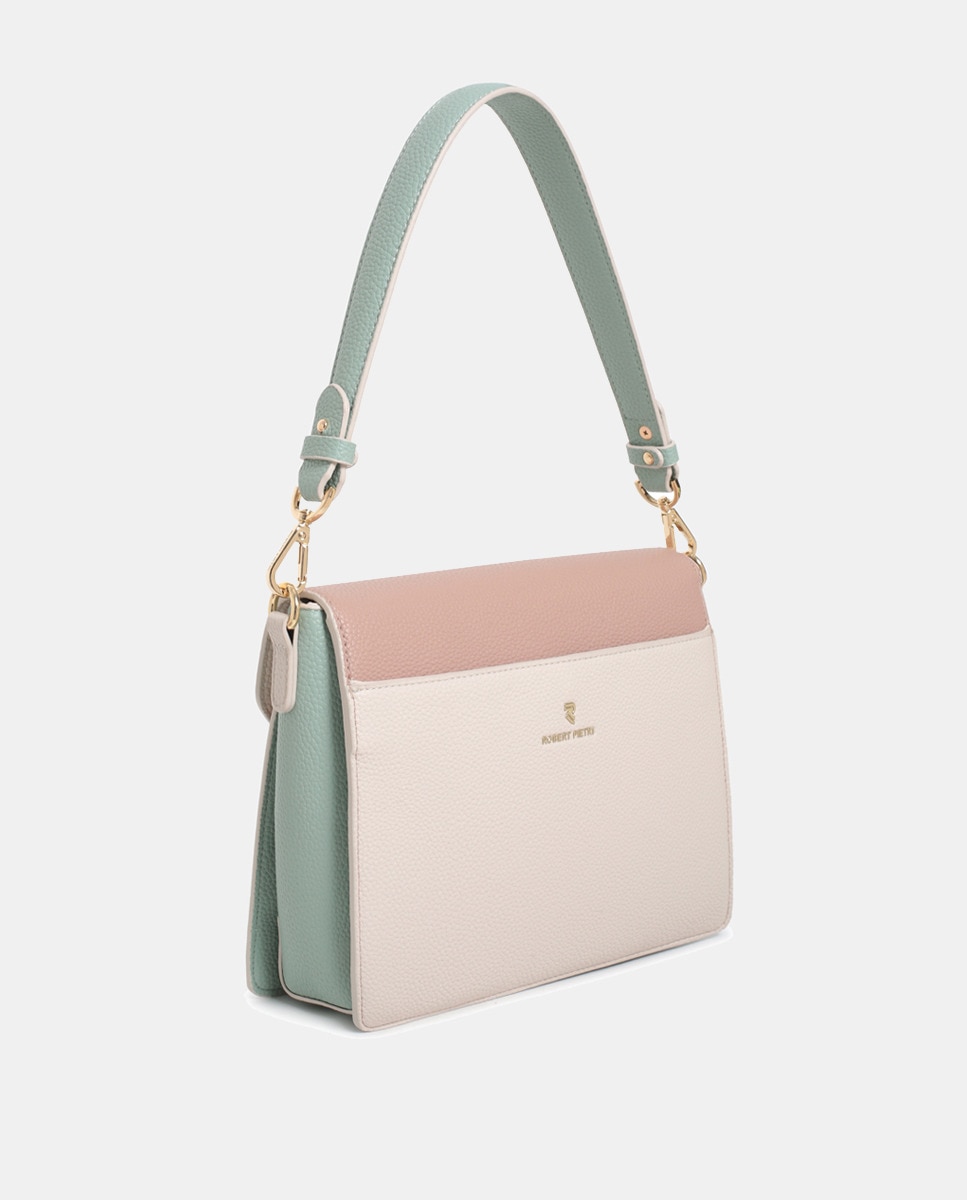 Mala Crossbody em PU Gravado Bege-2