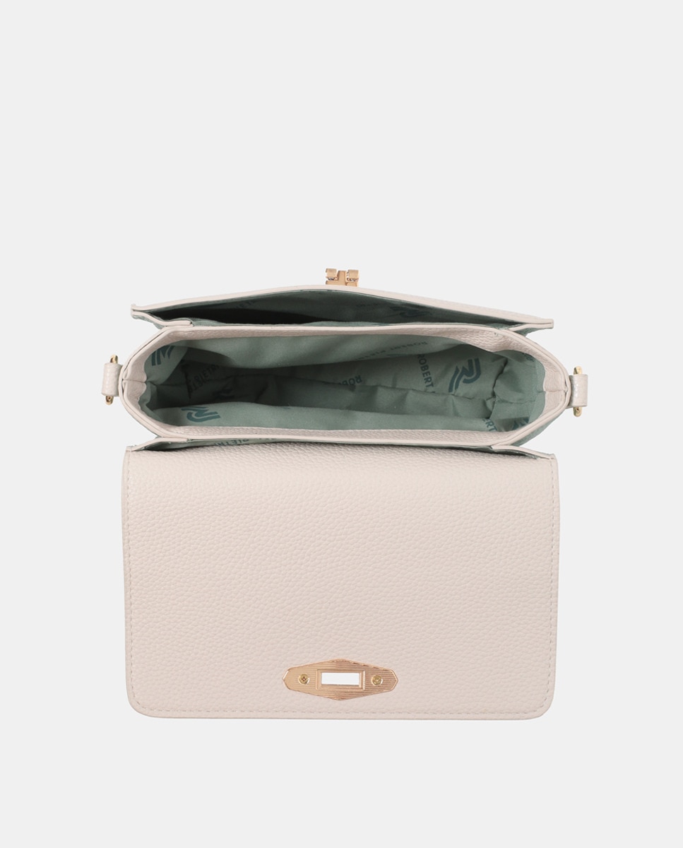 Mini Mala Crossbody em PU Gravado Bege-3