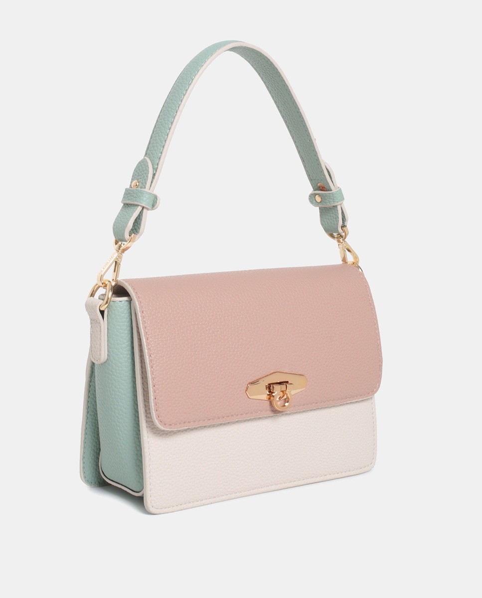 Mini Mala Crossbody em PU Gravado Bege-1