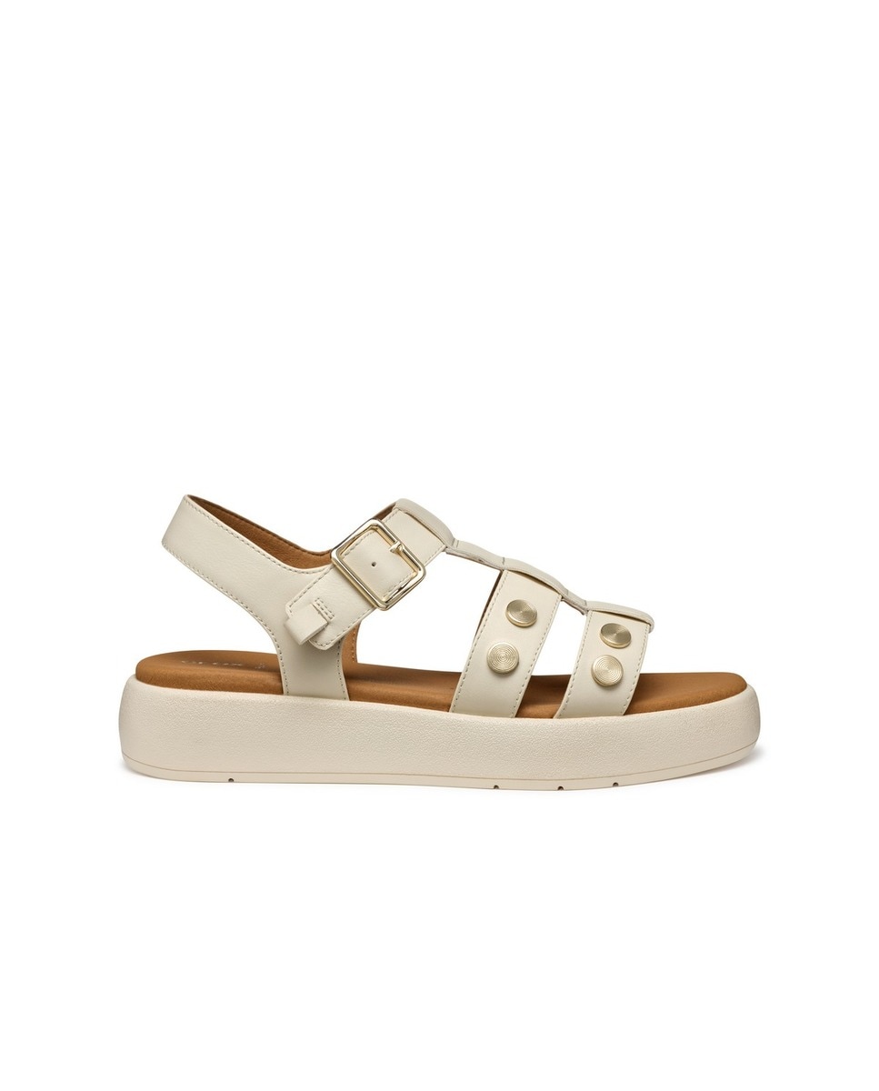Sandália de plataforma baixa Creme-1