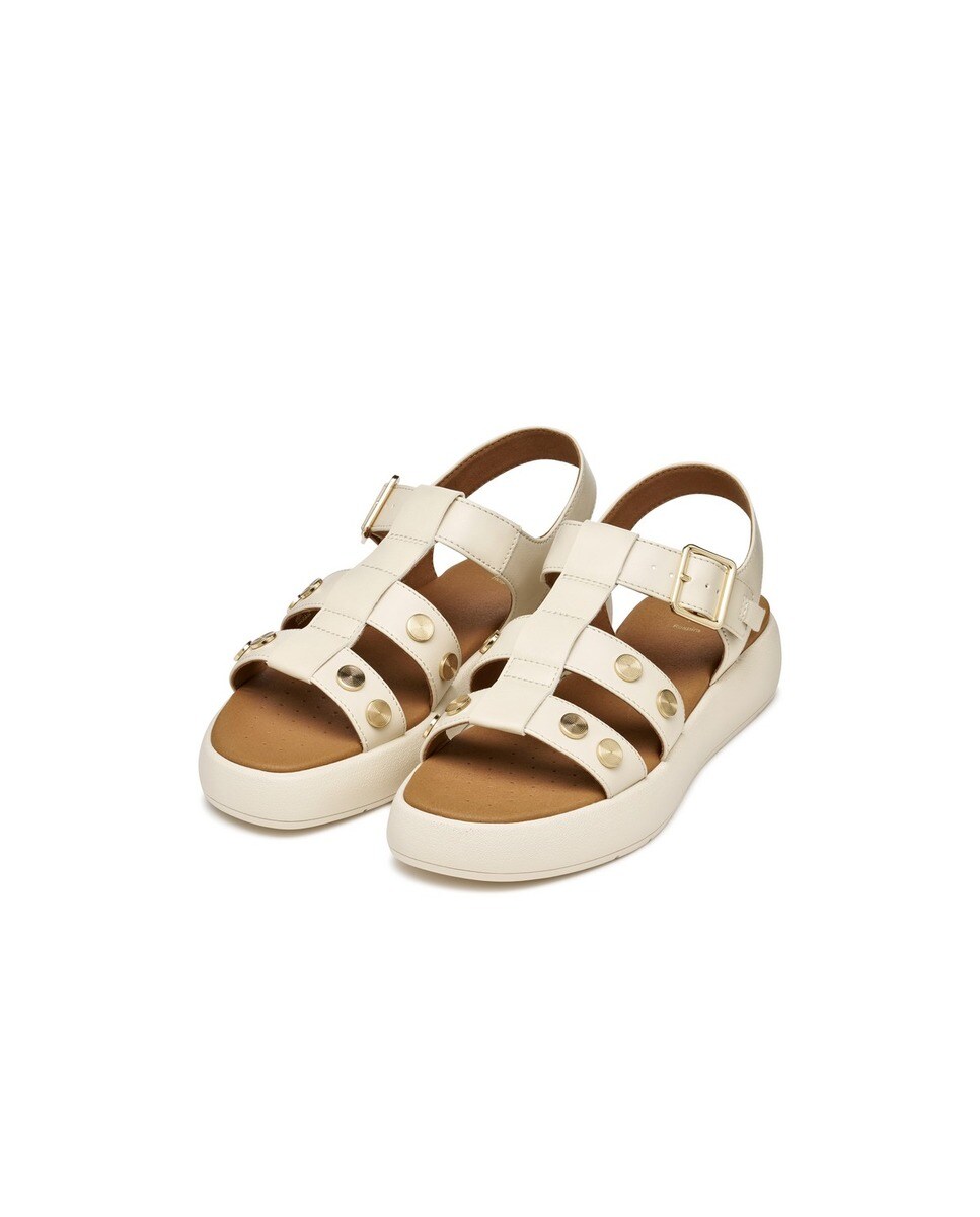 Sandália de plataforma baixa Creme-6