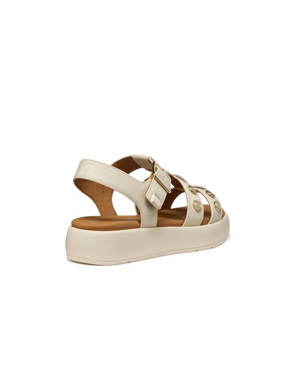 Sandália de plataforma baixa Creme-2