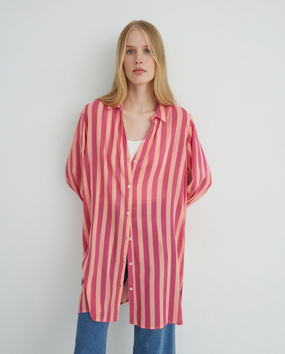 Caftán estampado camisero Fucsia-2