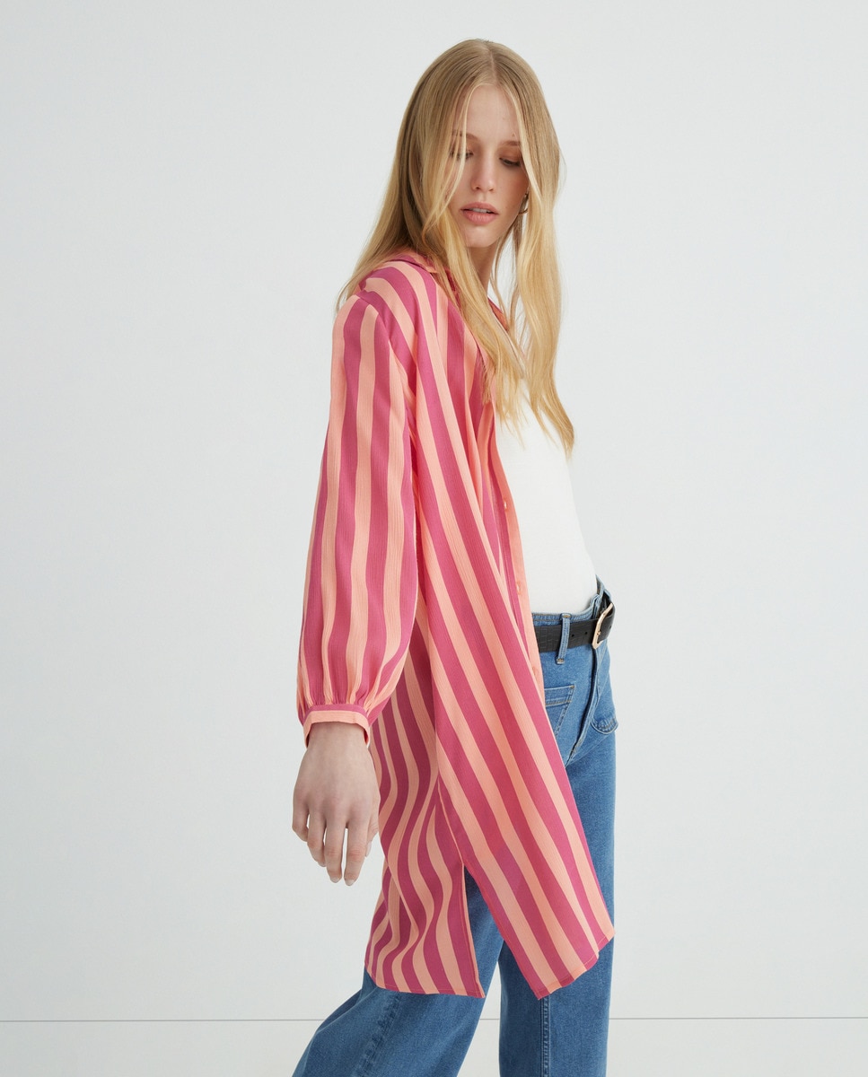 Caftán estampado camisero Fucsia-3