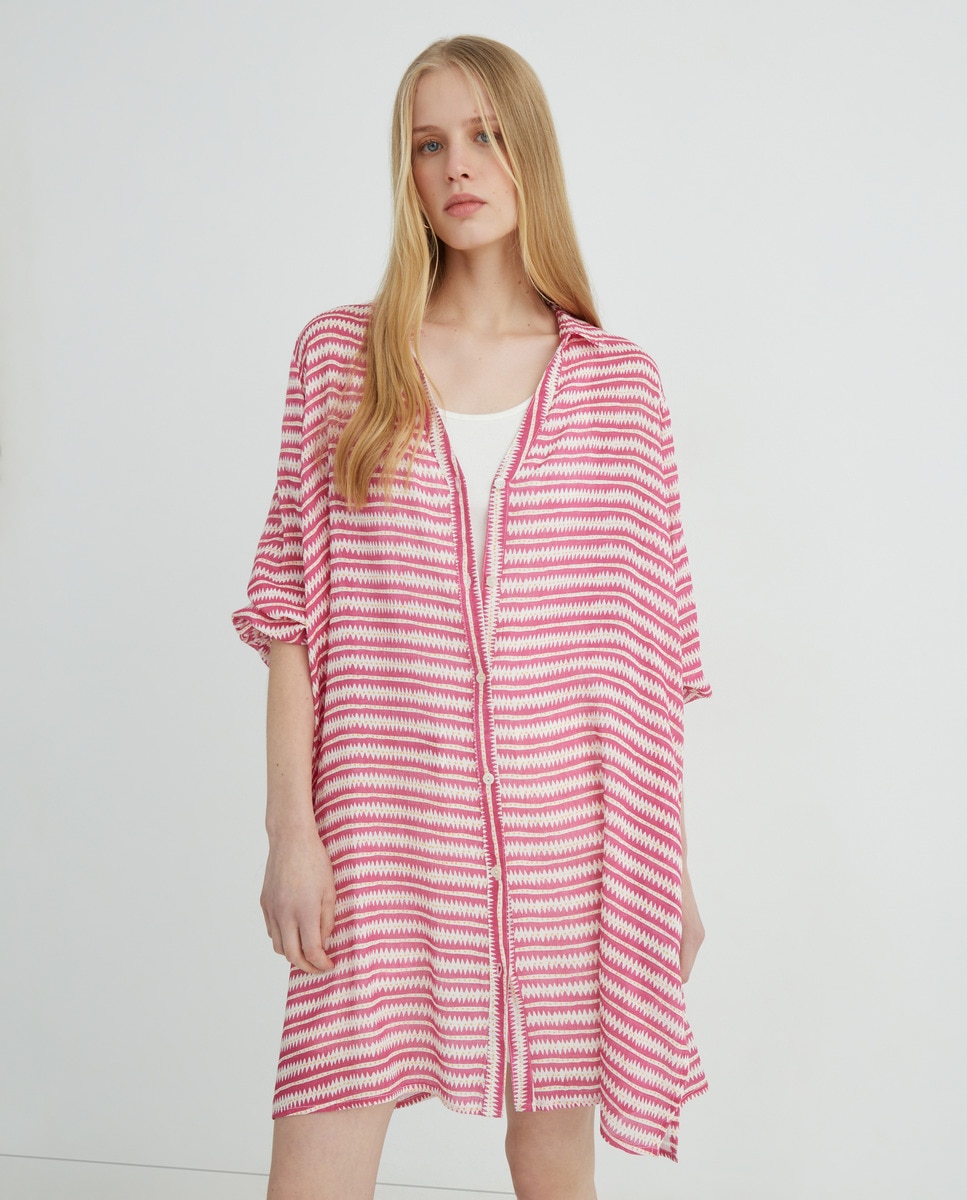 Caftán estampado camisero Fucsia-2