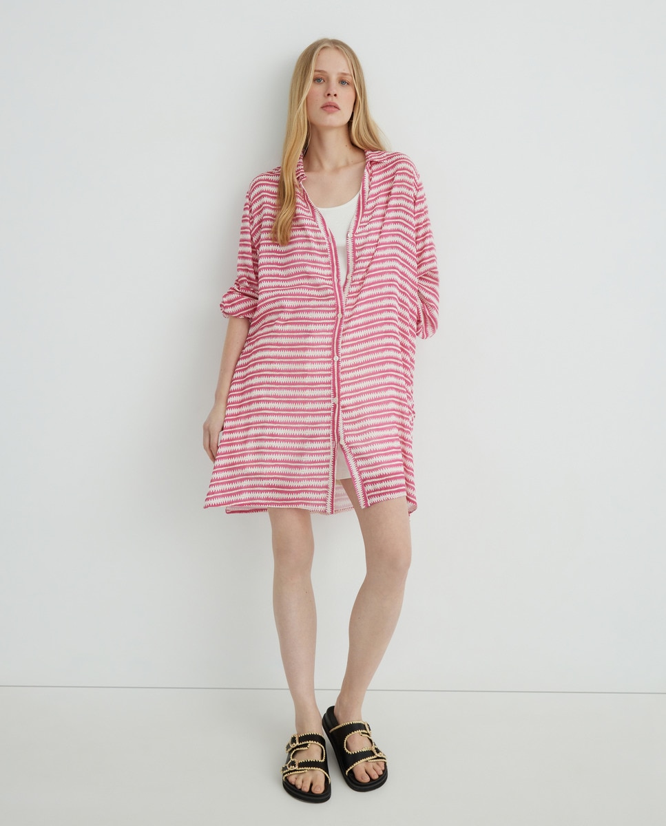 Caftán estampado camisero Fucsia-1