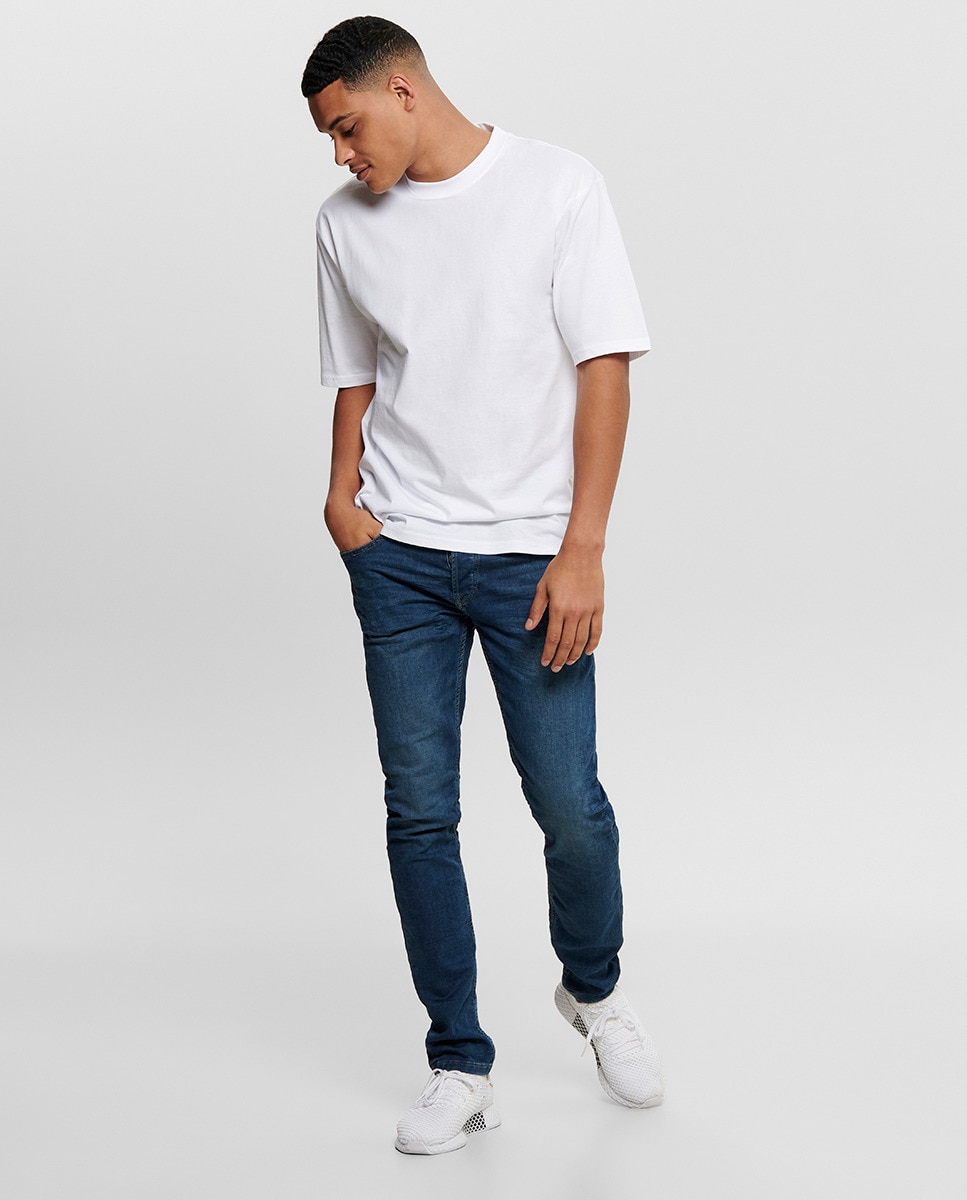 Calças de ganga de homem Only & Sons slim azul Azul-1