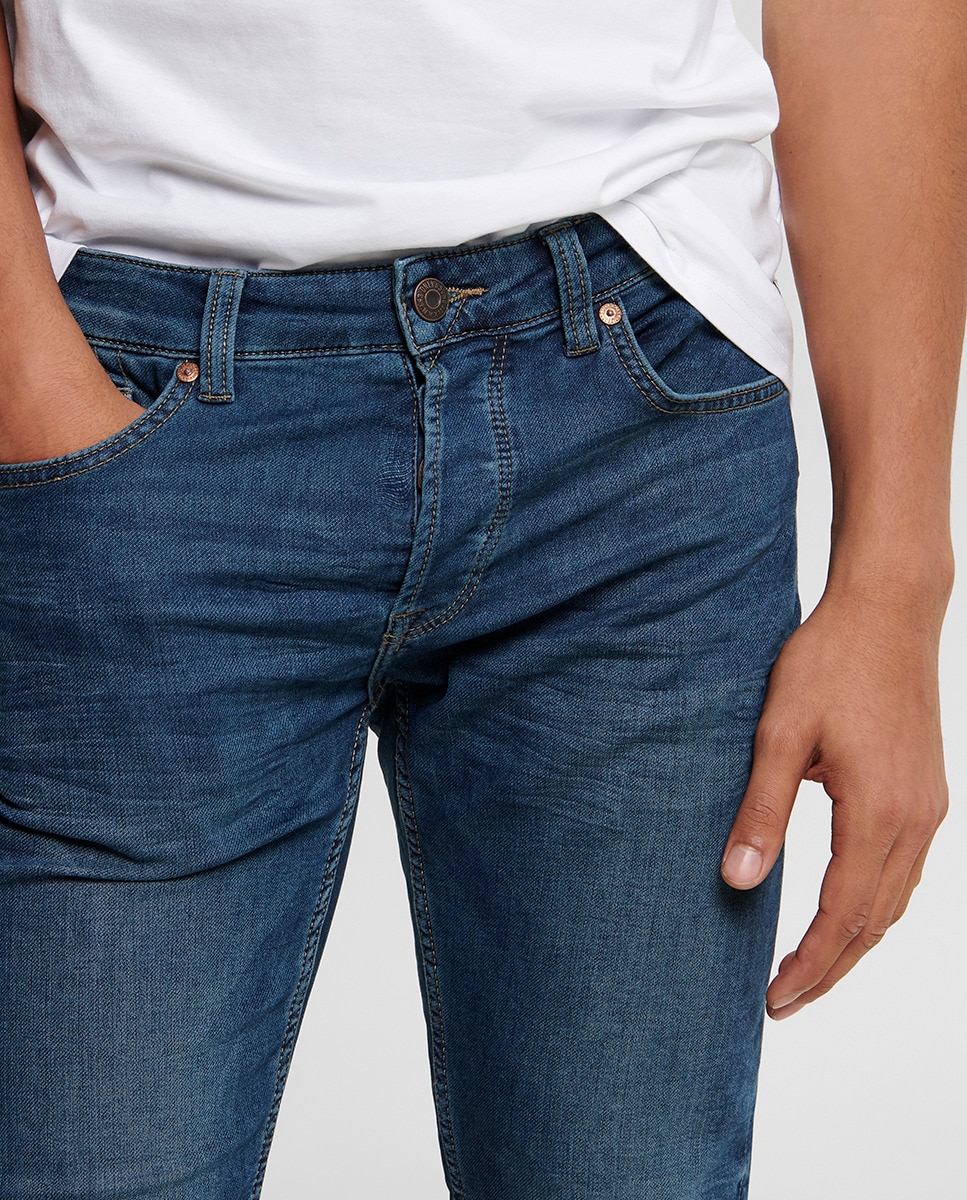 Calças de ganga de homem Only & Sons slim azul Azul-4