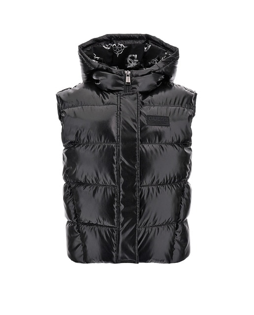 Imagen 0 de Chaleco de mujer efecto brillo con capucha