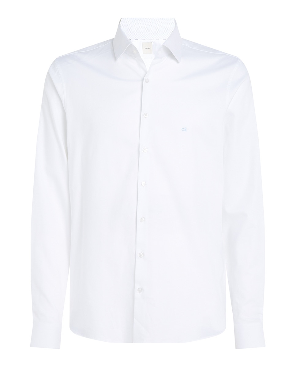 Camisa Formal com Colarinho Estampado Branco-4