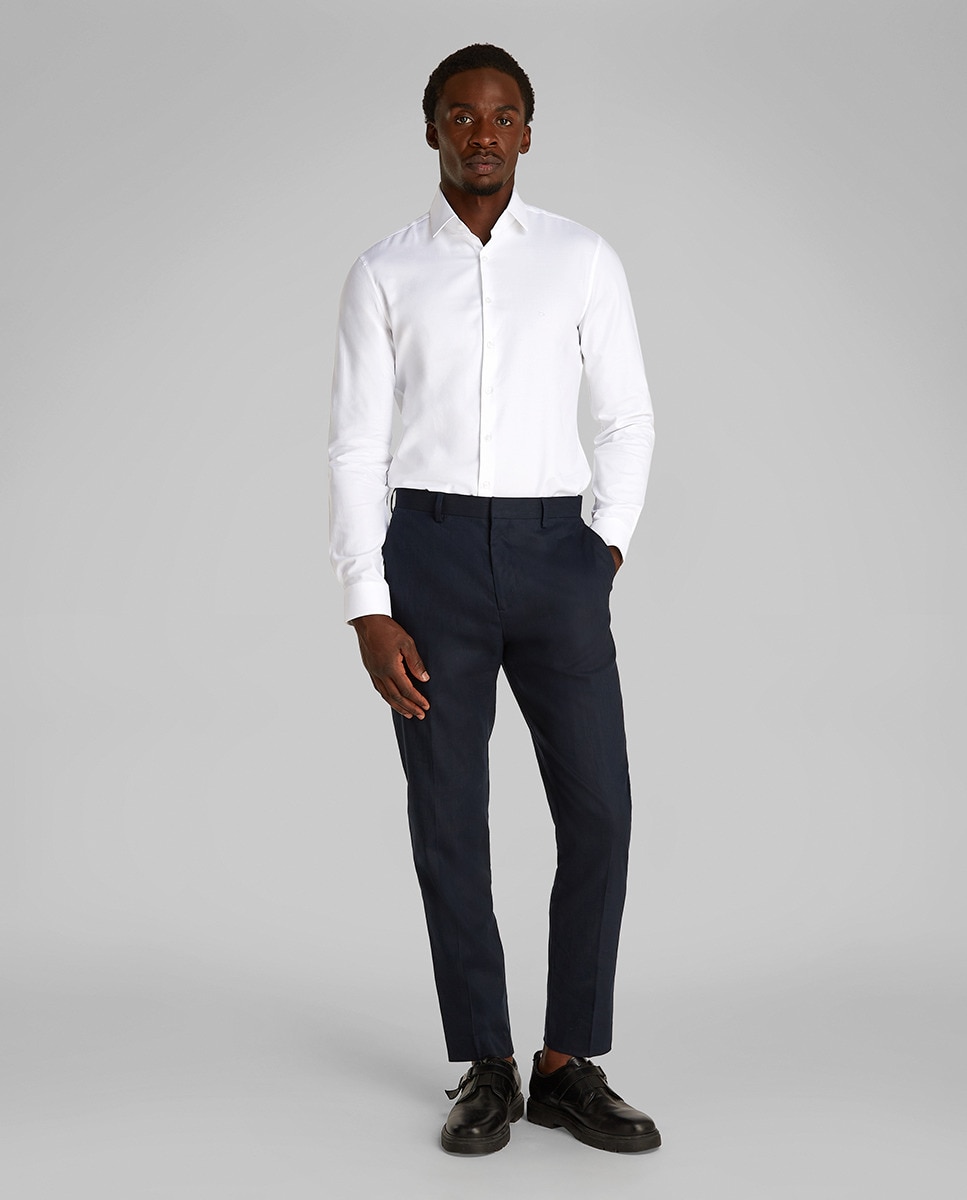 Camisa Formal com Colarinho Estampado Branco-6