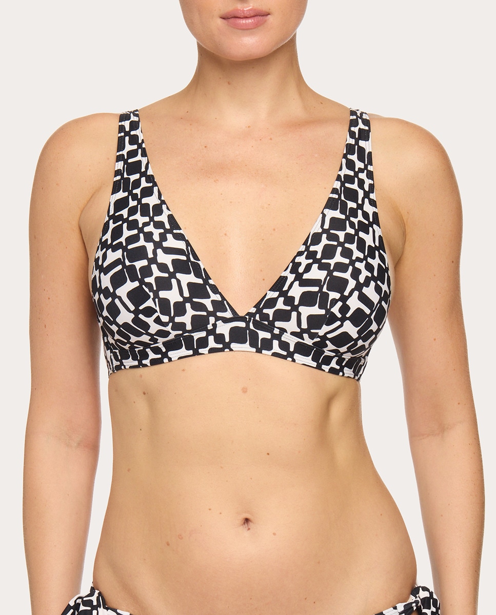 Top de Biquíni Estampado Preto-1