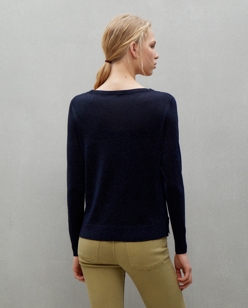Camisola de Malha de Fio Metalizado Prata-3