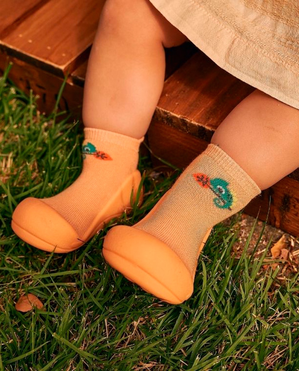 Botas de Tricot de Bebé Pêssego Natural-4